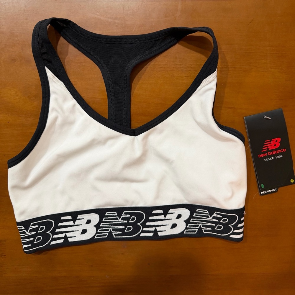 New Balance Women's White/Black Sports Bra